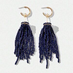 New! Zara Blue Beaded Tassel Earrings (1054) NWOT
